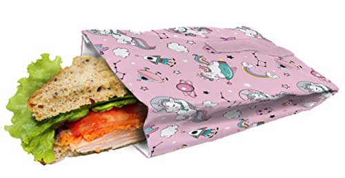 NERTHUS FIH 883 Bolsa para Sandwich Reutilizable Unicornios, ecológica, Adaptable, facil de Limpiar y Apta para Lavadora