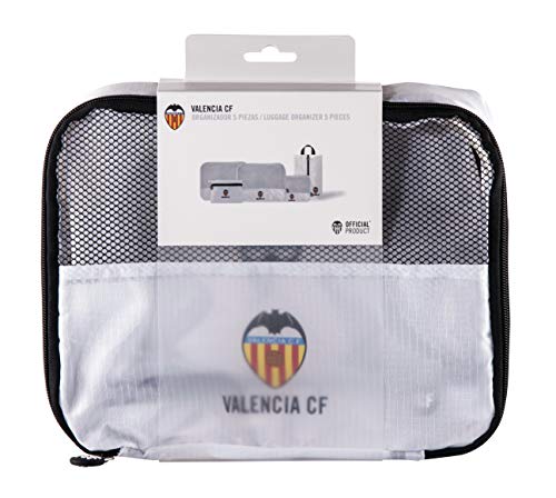 Valencia Club de Fútbol Organizador de Equipaje - Producto Oficial del Equipo, con 5 Piezas Diferentes y Fabricado en Nylon muy Ligero para No Añadir Peso a la Maleta