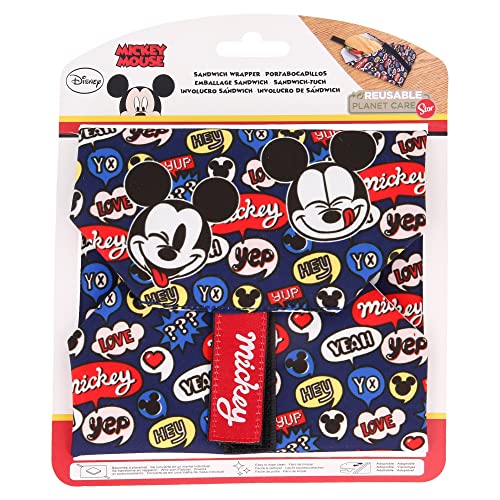 Porta bocadillos reutilizable de tela - bolsa para bocadillos de Mickey Mouse
